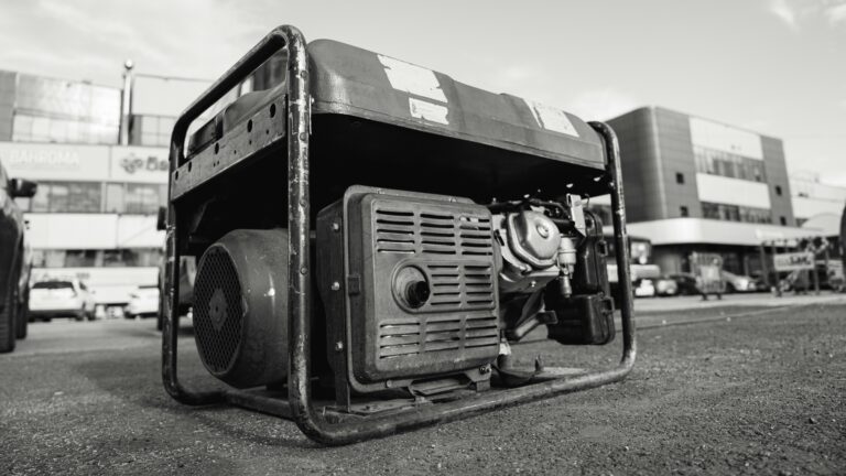 Portable RV generator in a parking lot