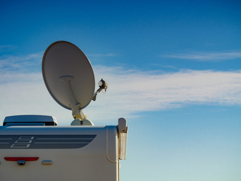 An RV antenna on top of an RV