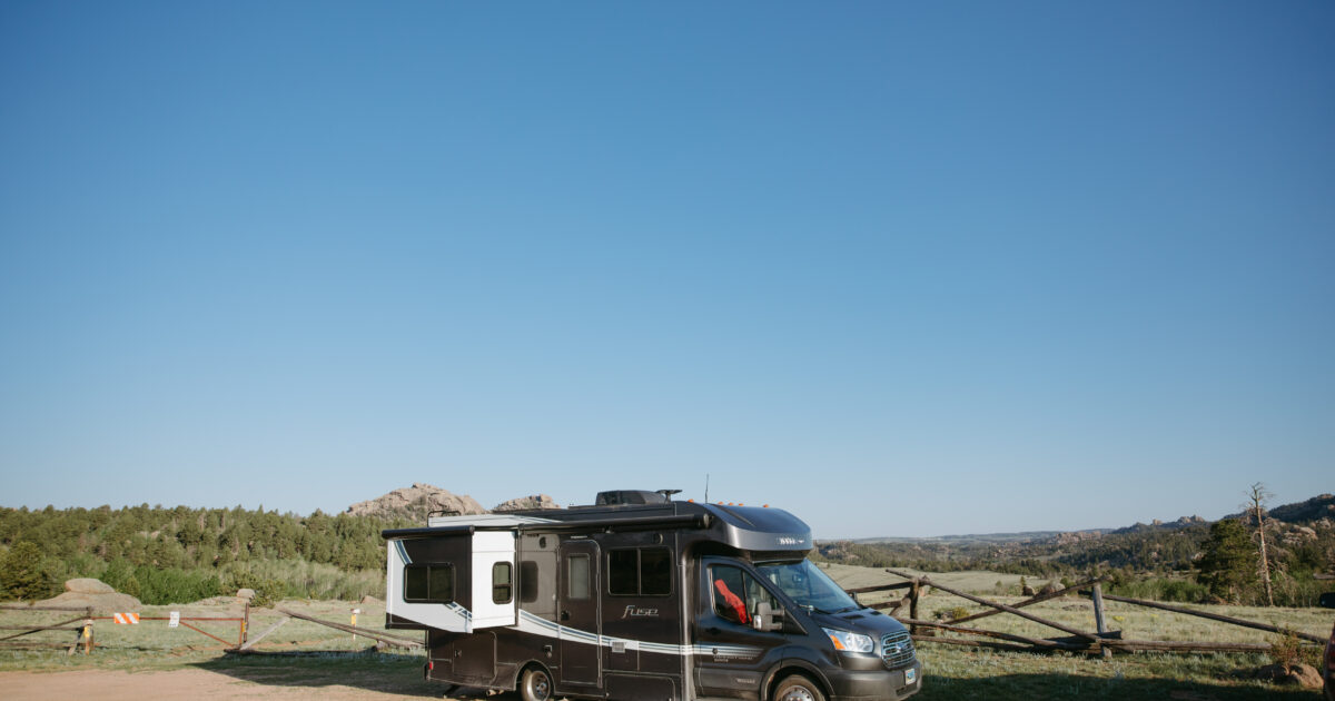 a Class C camper with a slide out