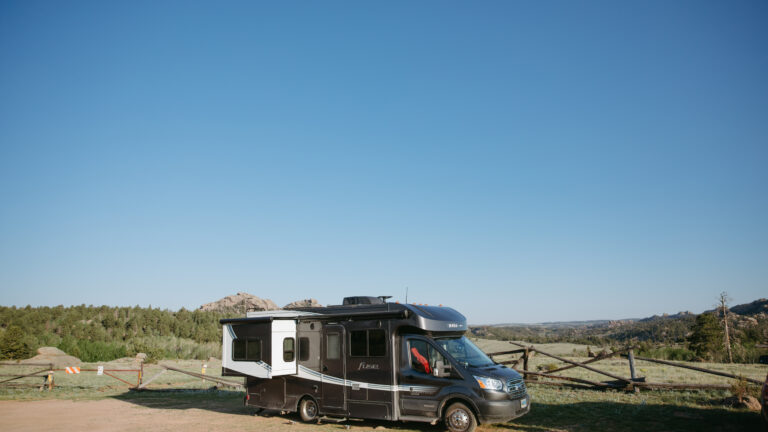a Class C camper with a slide out