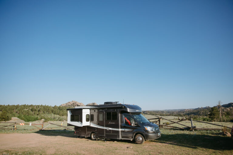 a Class C camper with a slide out