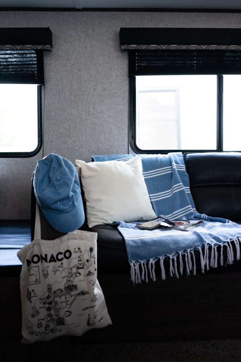 a seat inside an RV