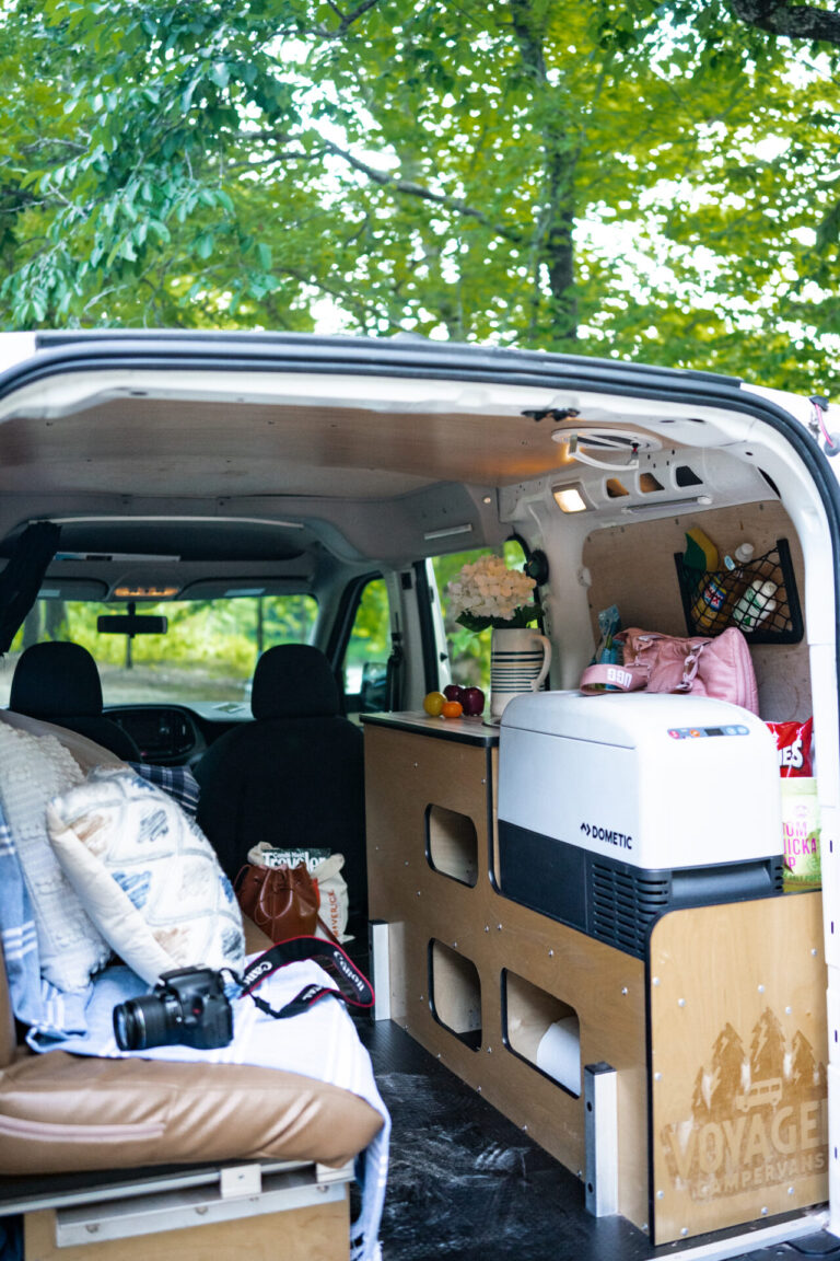 a campervan stocked for someone to live inside