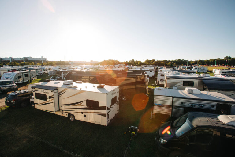 lots of RVs parked at a campground