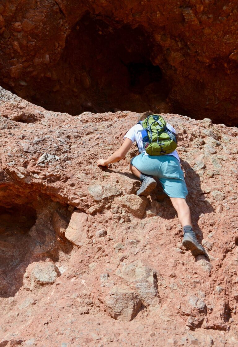 someone rock climbing