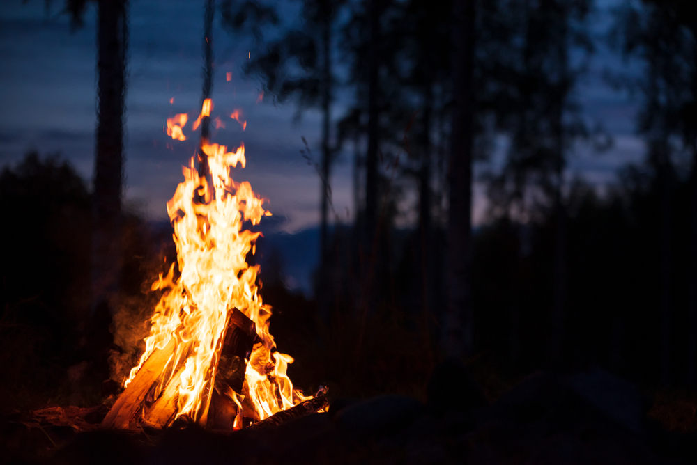 a campfire at night