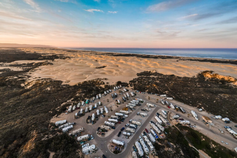 an overhead view of an RV campground 