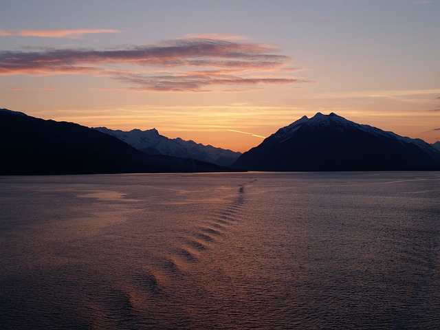 Glacier Bay, Alaska at sunset