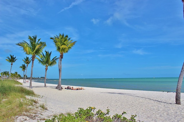 People laying on a beach in Key West Florida