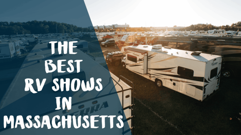 A banner for RV shows in Massachusetts