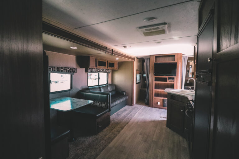 the interior of a new RV