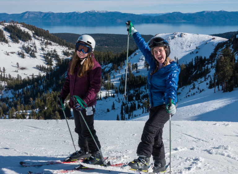 Skiers at Squaw Valley ski resort