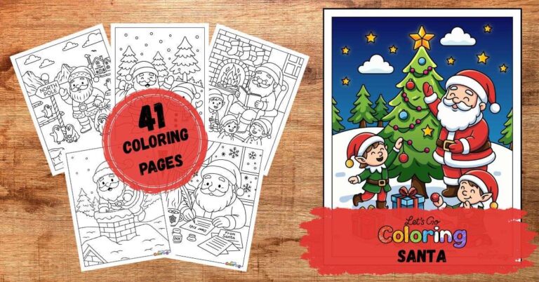 sample santa coloring pages from let's go coloring