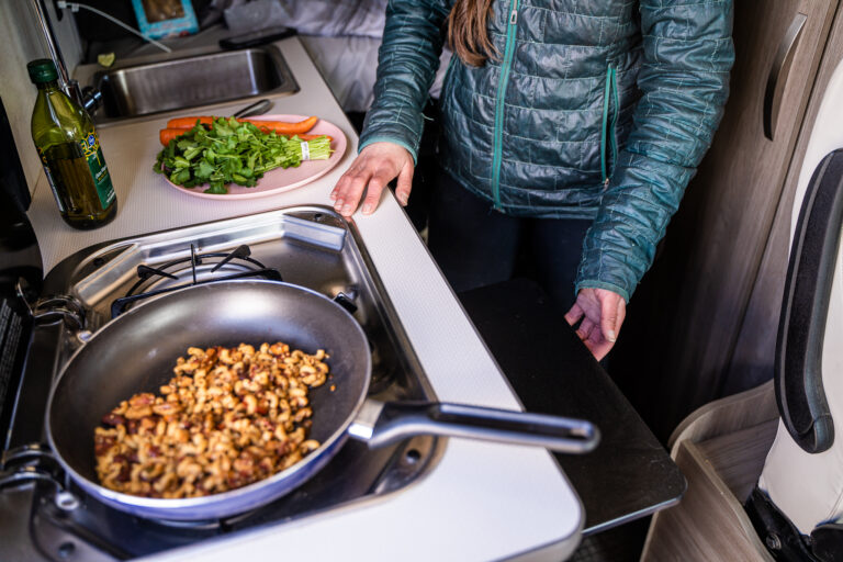 food on a campervan stove