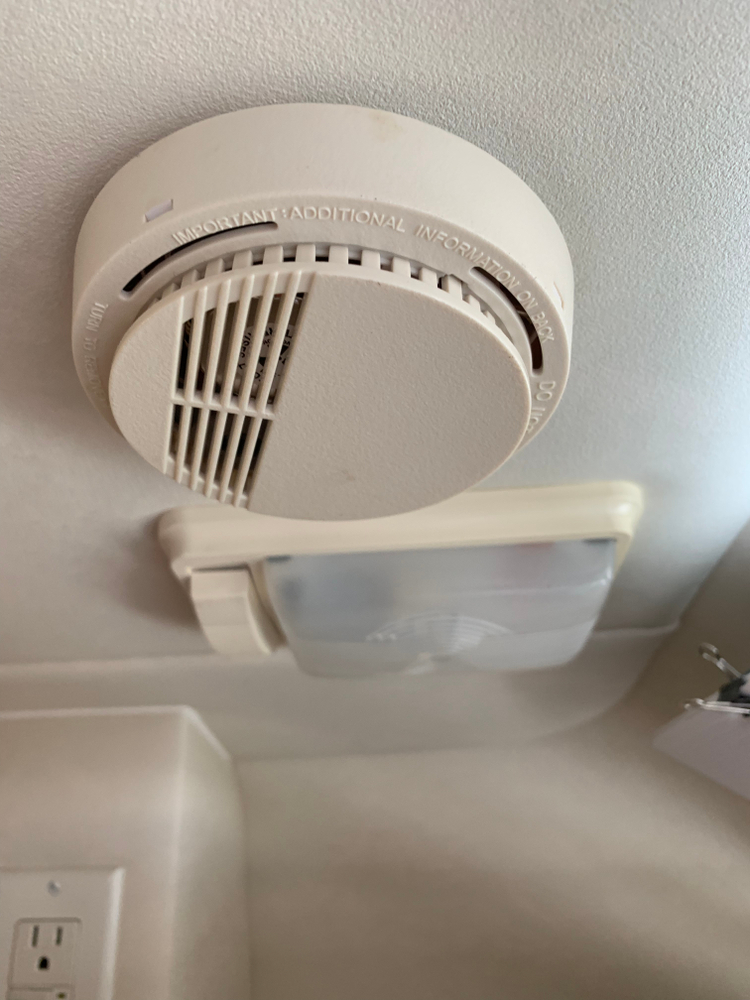 A smoke detector in an RV campervan