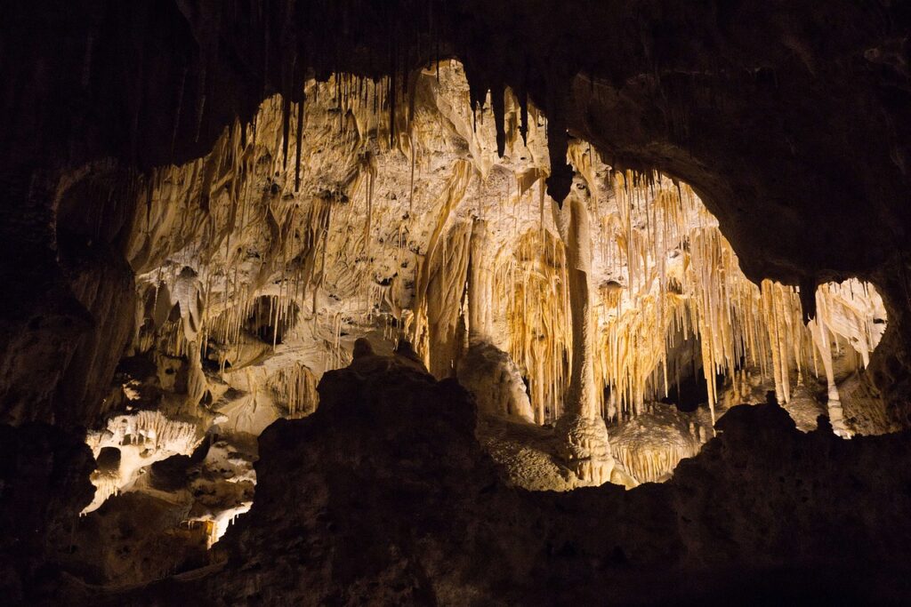 the inside of Carlsbad Cavern