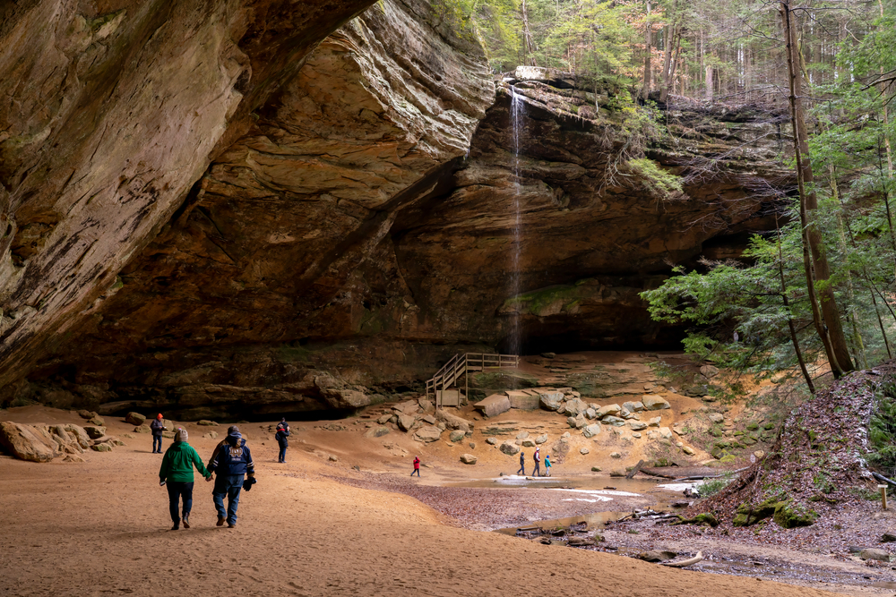 tourists at Hocking Hills State Park