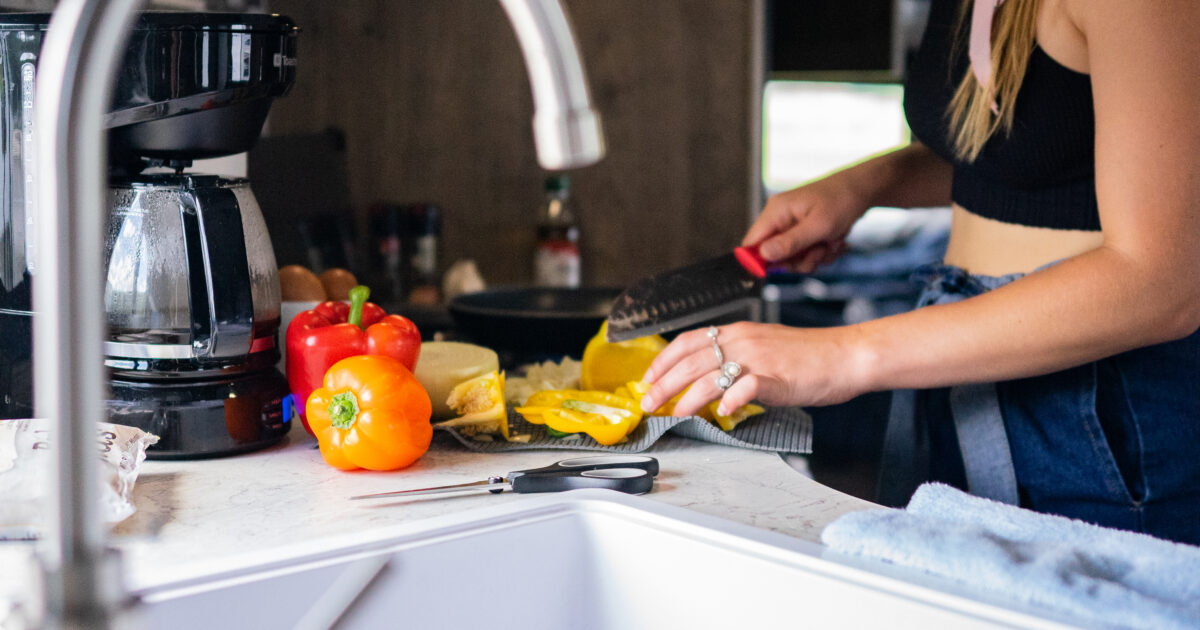 an RV kitchen sink