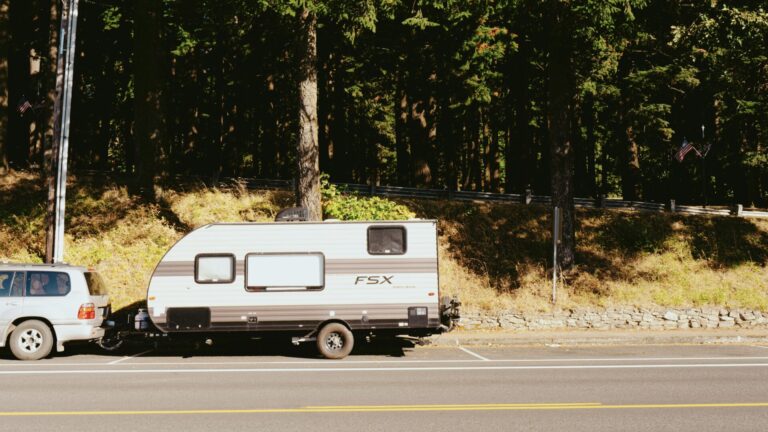 RV trailer on the road to visit I-95 attractions