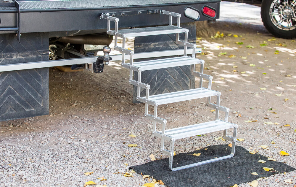 steps outside a rv