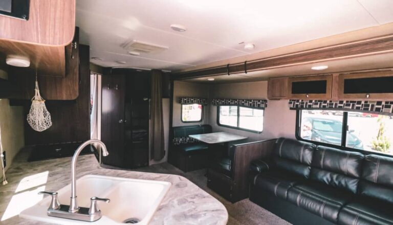 An RV with a sink that uses an RV water pump