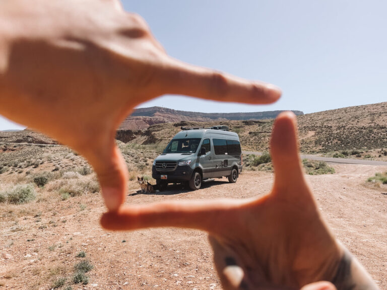 picture of Class B rv van in the desert