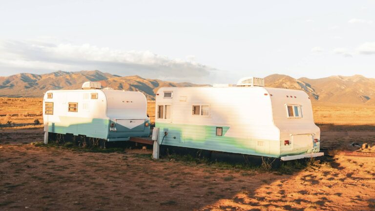 RVs in the desert in fall, one of the best times to buy an RV