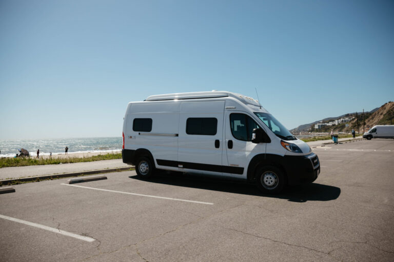 class b rv in a parking lot