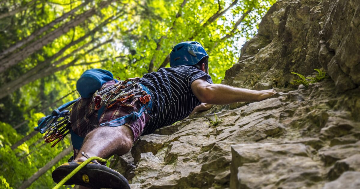 Man rock climbing