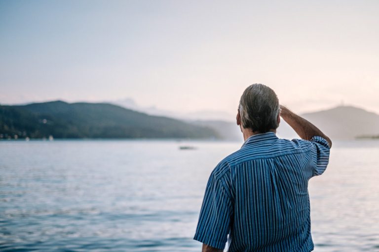 Man looking at water