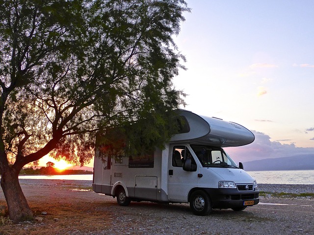 a motorhome on the beach