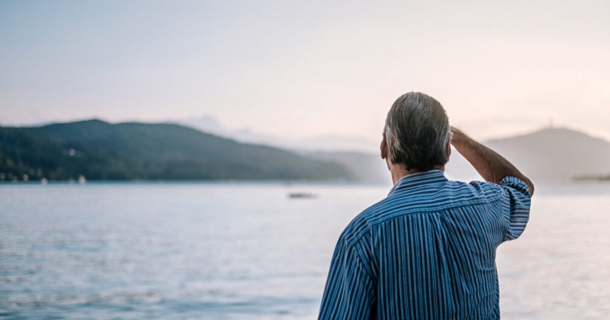 Senior man at the lake