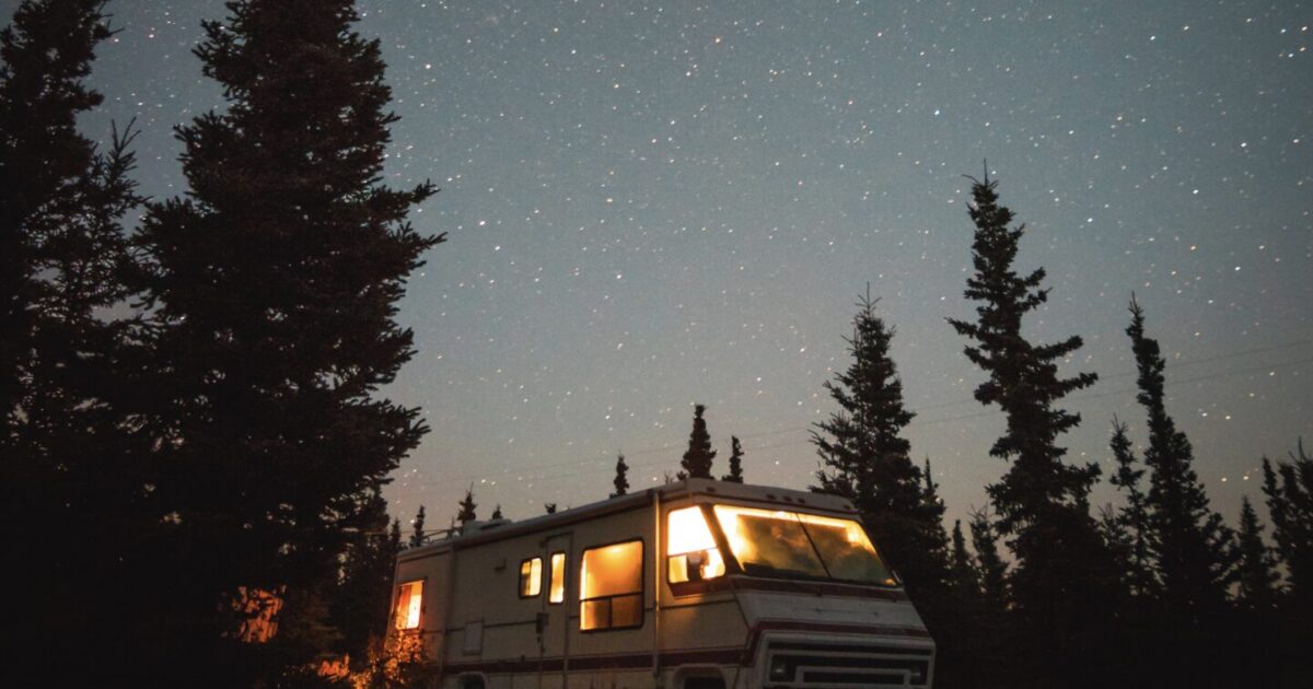 RV boondocking in forest