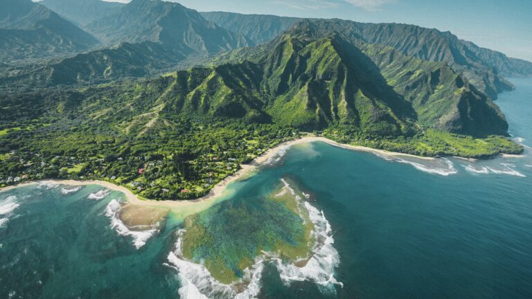 Hawaiian island from above