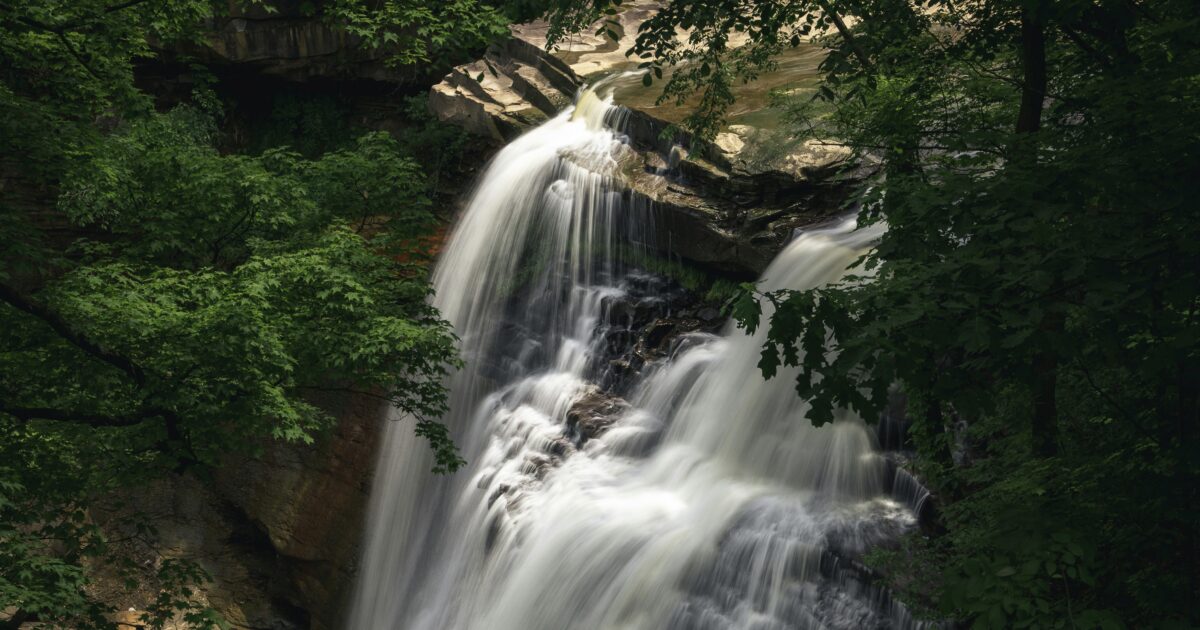Waterfall in Cuyahoga Valley, one of the best Ohio landmarks