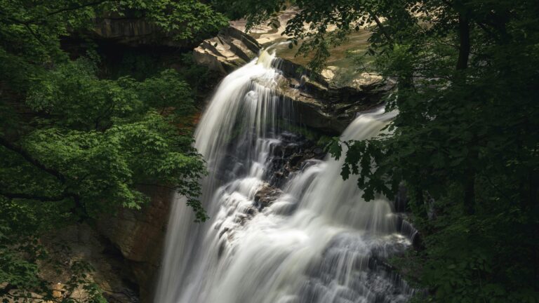 Waterfall in Cuyahoga Valley, one of the best Ohio landmarks