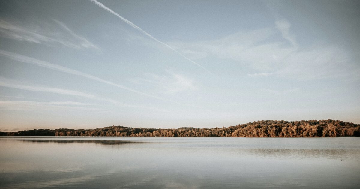 Forest across a lake, something you night see while Ohio boondocking
