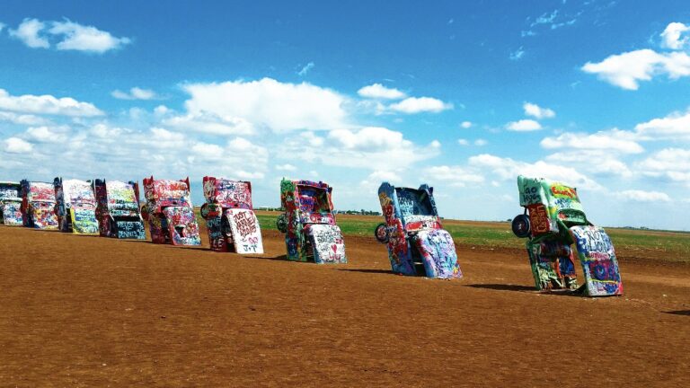Cars in the ground at Cadillac Ranch, one of the best Texas landmarks