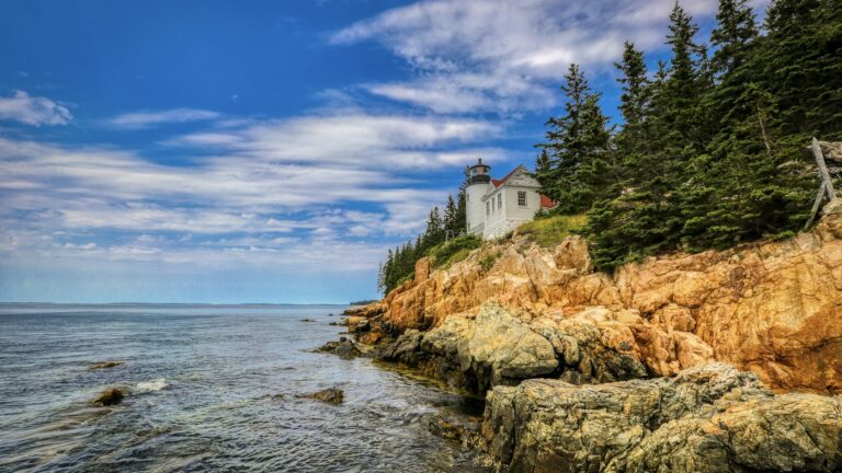 Lighthouse in Acadia, one of the best Maine landmarks