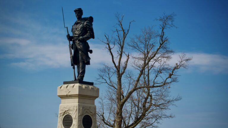 Statue at Antietam Battlefield, one of the best Maryland landmarks