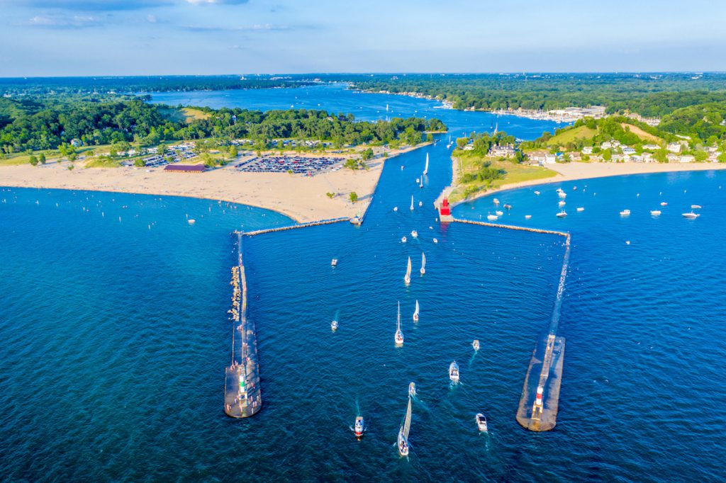 Holland Harbor is a beautiful place to visit while RV camping in Michigan