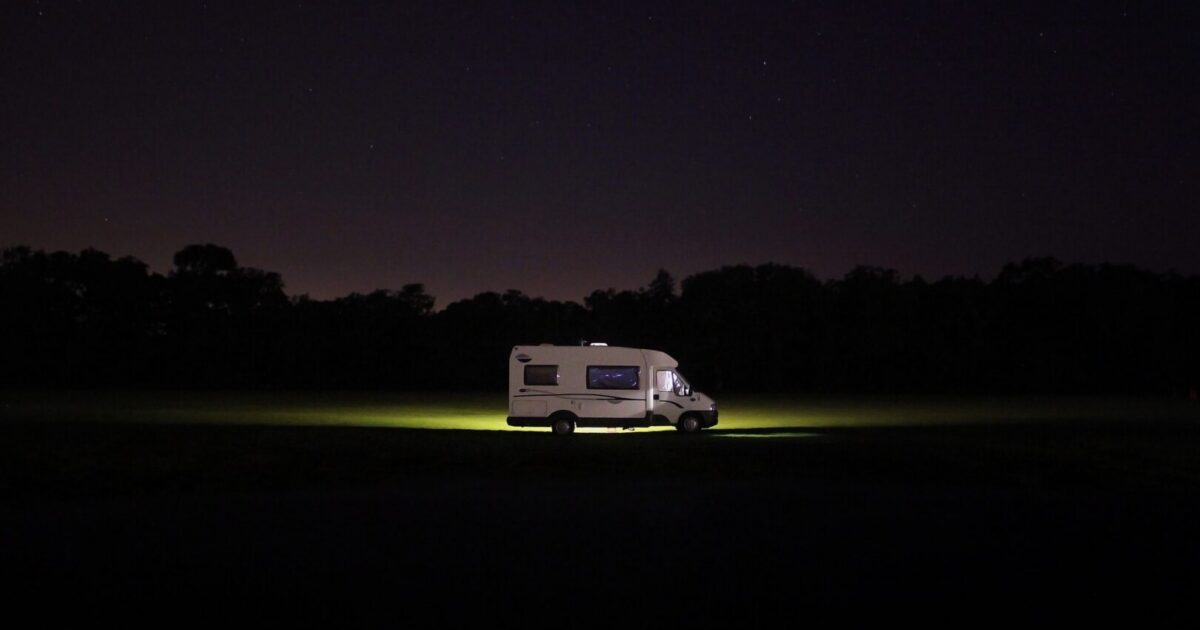motorhome set up for the night