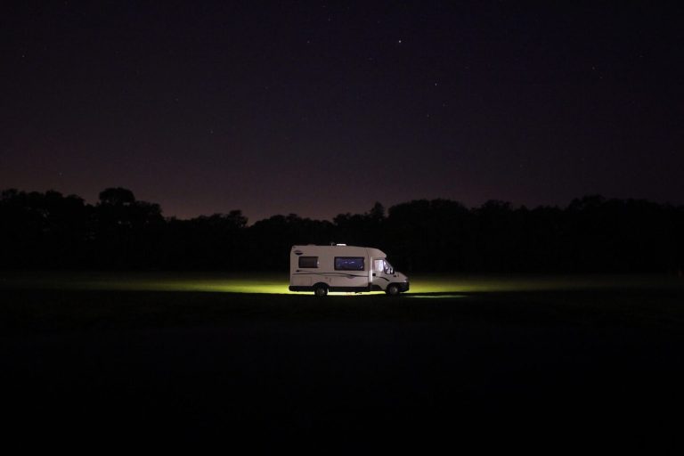 motorhome set up for the night