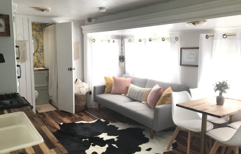 updated boho rv living room