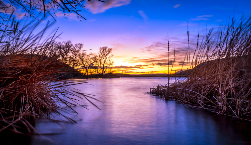 Lake Patagonia in Arizona during a beautiful sunset