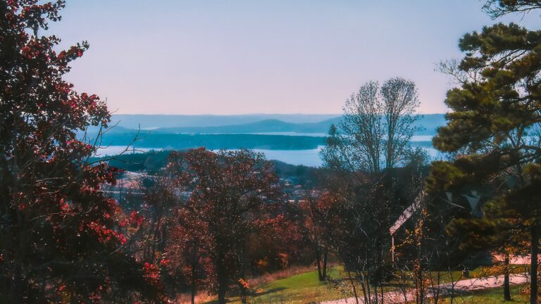 Table Rock Lake glistens on an autumn morning.