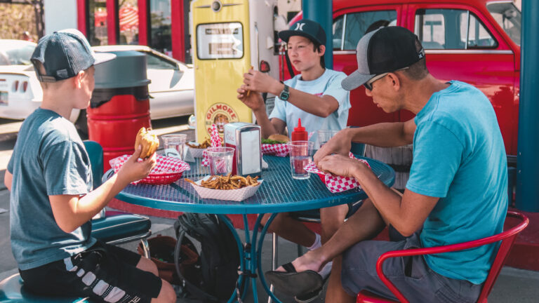 children eating out a healthy meal