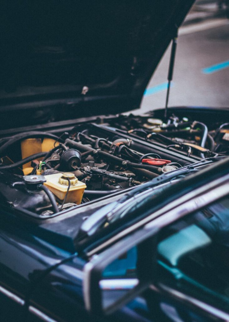 the inside of a car engine