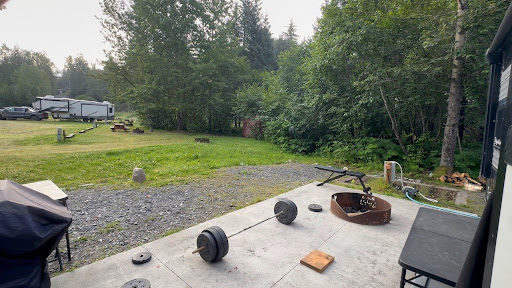Some of our free weights and workout bench