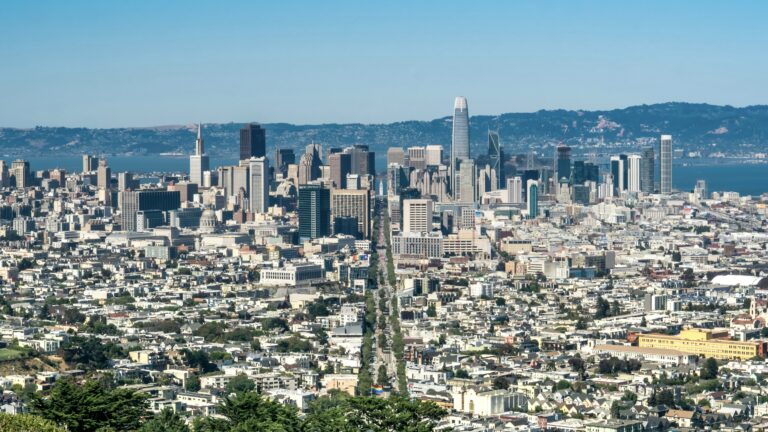 Aerial view of San Francisco, the perfect place for California urban camping.